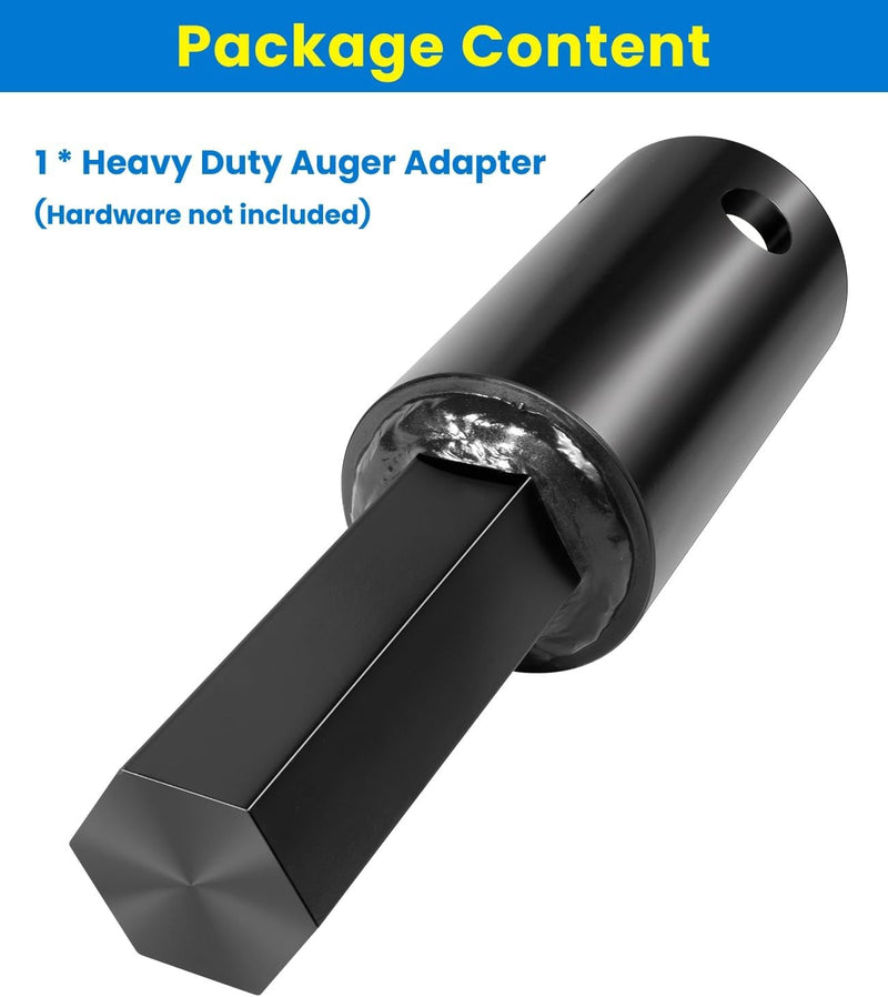Heavy Duty Auger Adapter 2-9/16" Female Round to 2" Male Hex for Augers