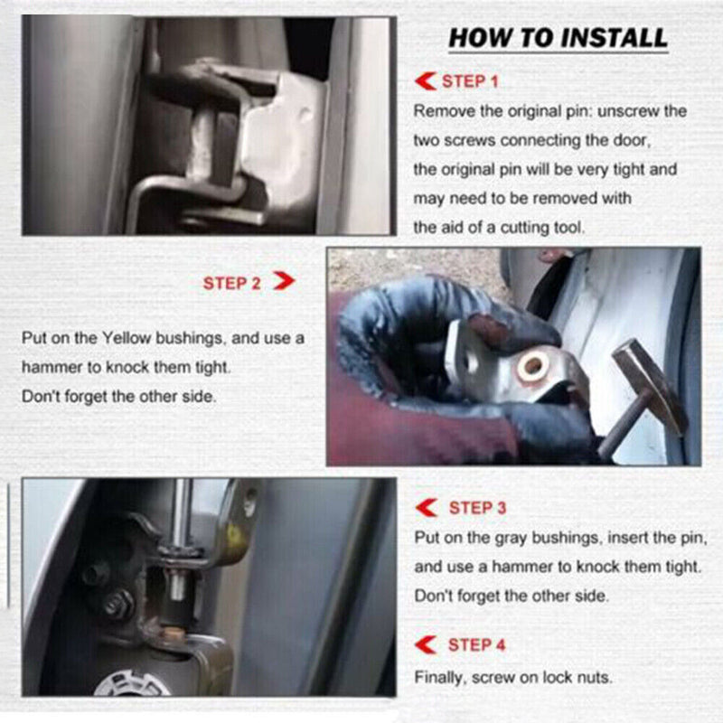 Front Door Hinge Pin & Bushing Repair Kit 2 Pin 1 Door for Ford Lincoln Mercury