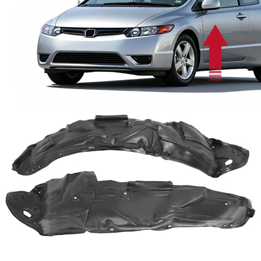 DURAFORCE Front Fender Liner Set for Honda Civic Coupe 2006-2011 Driver Passenger Side