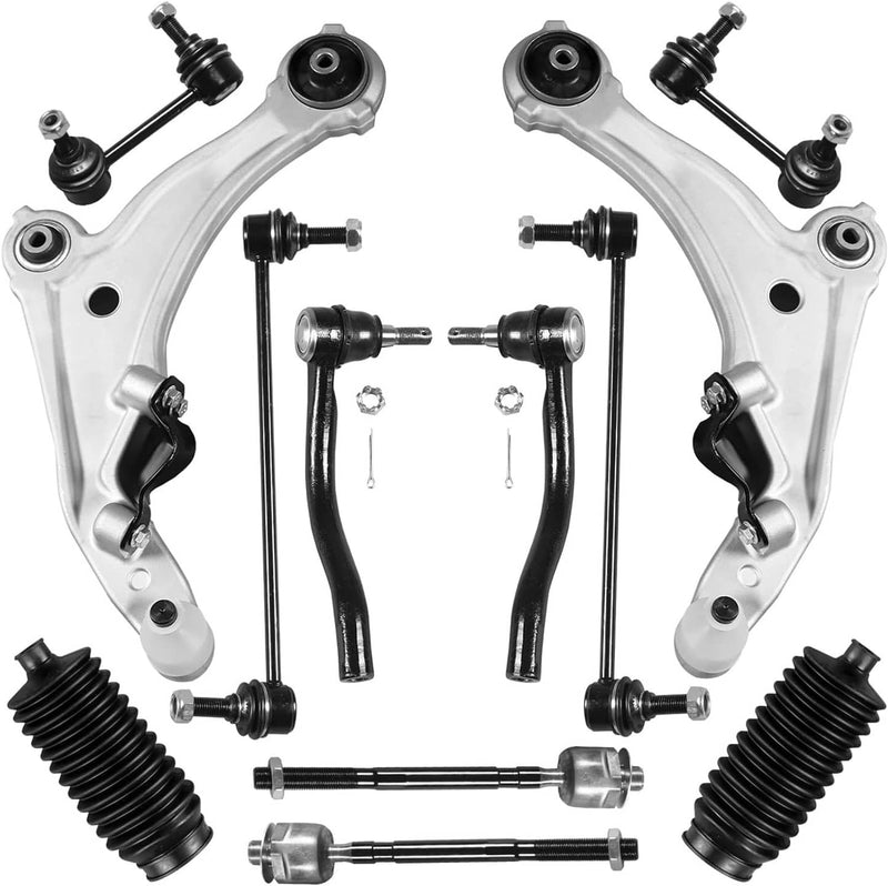 12Pcs Front Lower Control Arm Tie Rod Sway Bar Kit for Nissan Maxima 09-14