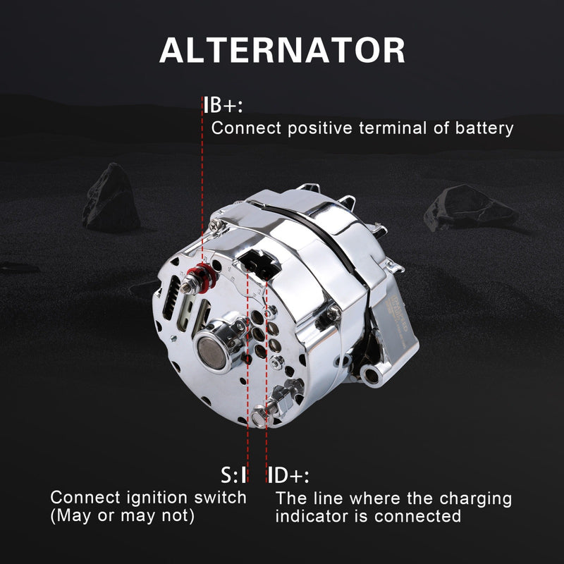 ADR0335-C Chrome Alternator for SBC BBC Chevy GM 1 Wire Street Rod High Output