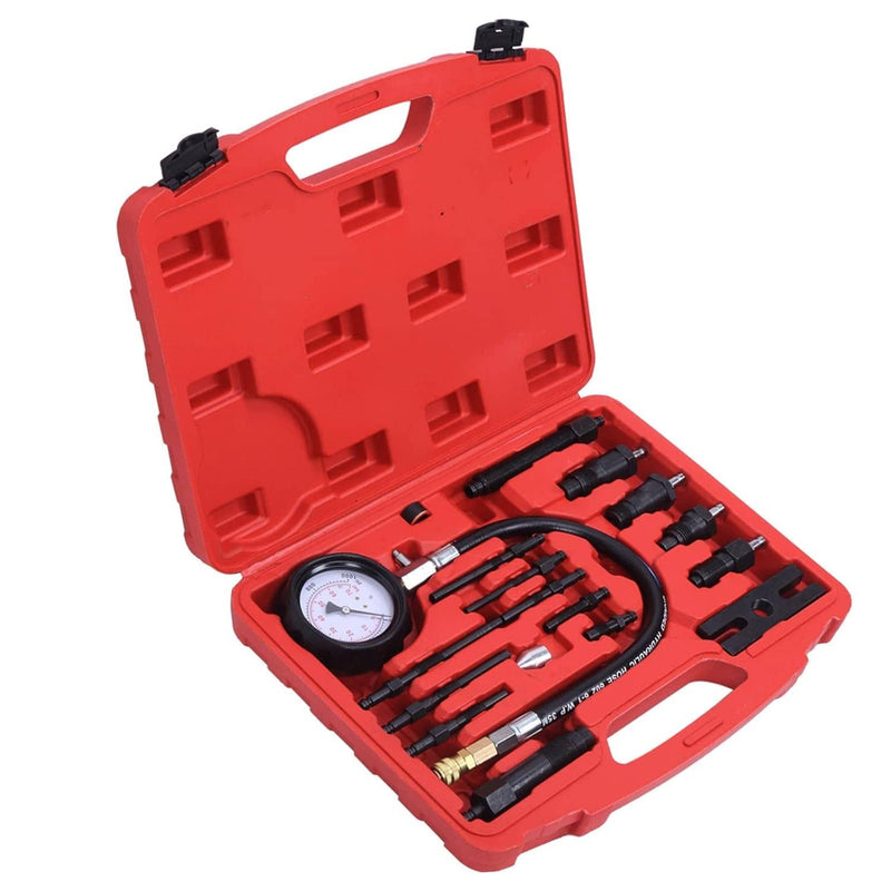 16 Pcs Diesel Engine Compression Gauge Tester Cylinder Pressure Test Tool Kit