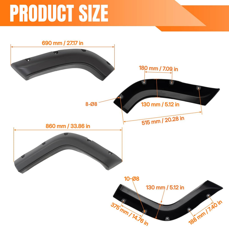 Fender Flares for Jeep Cherokee XJ Sport Utility 4-Door 1984-2001