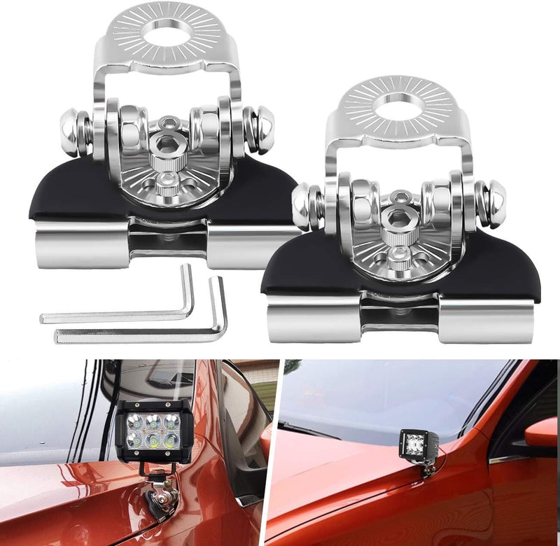 2PCS Pillar Hood Led Work Light Bar Mount Bracket Clamp Holder Offroad Universal