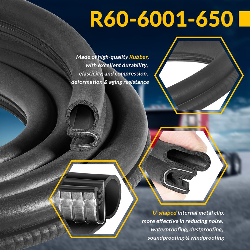 R60-6001-650 Door Seal Weatherstrip 13ft for Peterbilt 377 359 370 380 1986-2007