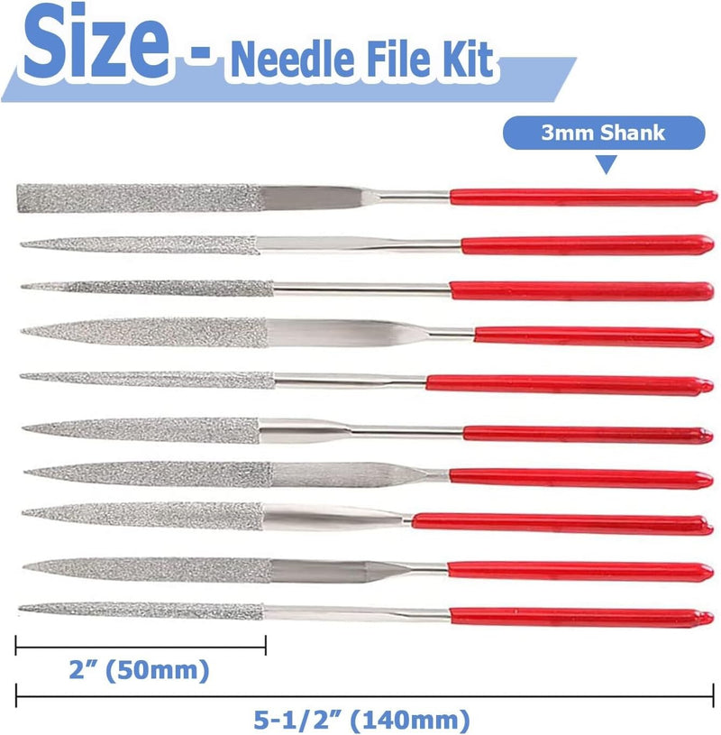 20x Diamond Needle File Set for Metal Glass Stone Wood Jewelry Carving Polishing
