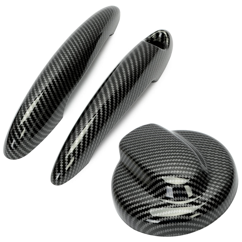 Carbon Style Door Handle Covers Gas Tank Cap for MINI Cooper S R50 R55 R56 06-14