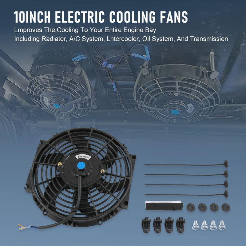 Universal 10" Slim Pull Push Racing Electric Radiator Engine Cooling Fan 2X