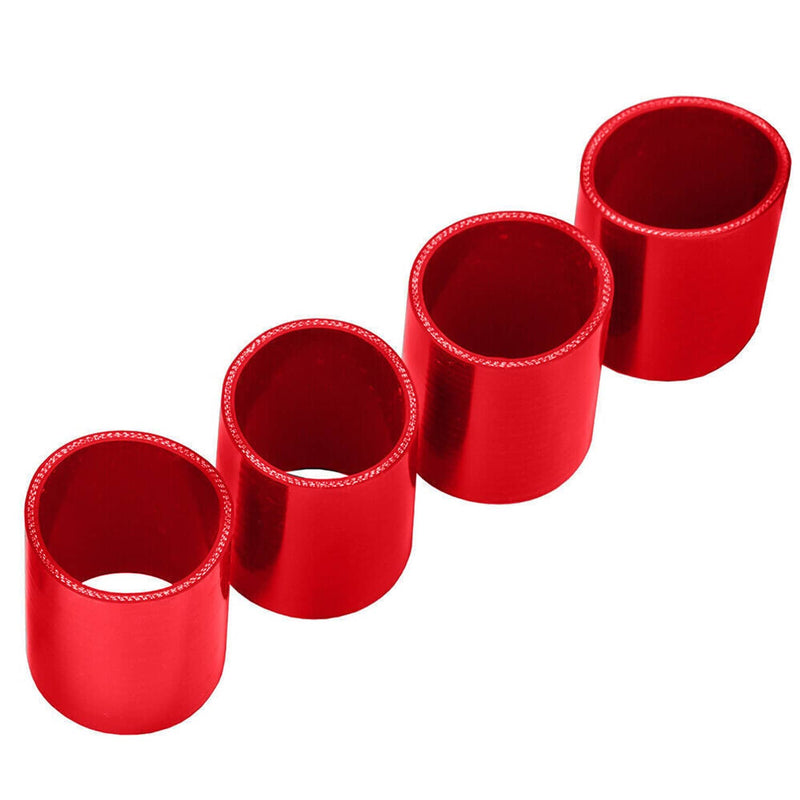 3" DIY Polished Intercooler Piping U Pipe Red Silicone Coupler Clamp Kit
