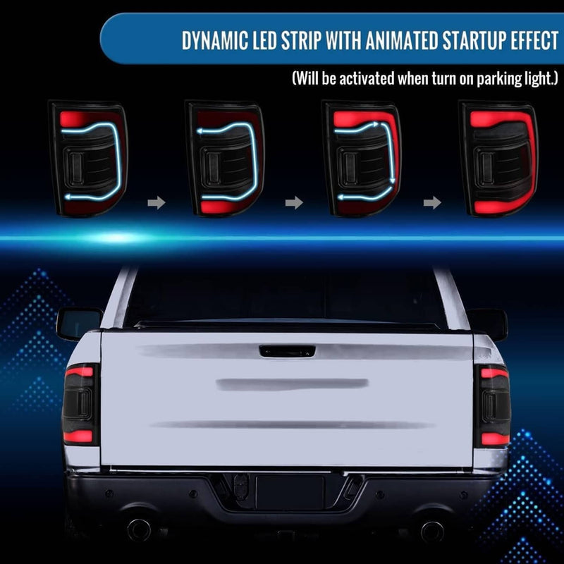 2Pcs LED Tail Light for Dodge Ram 1500 2500 3500 2009-2018 Smoke Lens