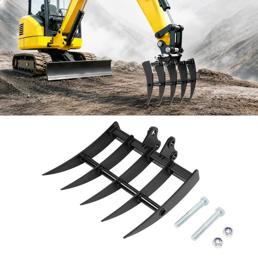DURAFORCE Mini Excavator Attachment Rake 5 Tools for Mini Excavator Heavy Duty Thick