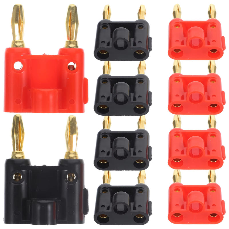 10PCS 4mm Banana Plugs Gold Dual Screw Type Speaker Cable Connectors Red Black