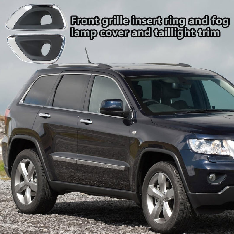 1 Pair Fog Light Lamp Bezel Bumper Trim Cover for Jeep Grand Cherokee 2014-16