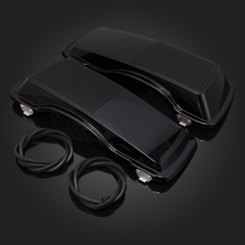 Black Saddlebag Lid Speaker Covers for Harley Touring 1993-2013 ABS Plastic
