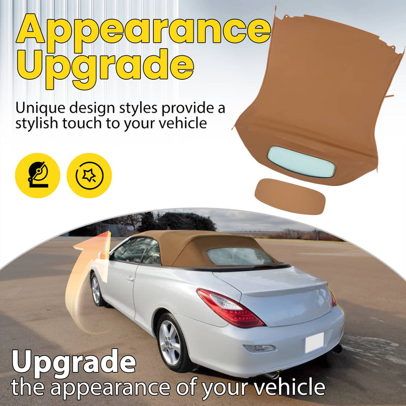 DURAFORCE Convertible Soft Top & Heated Glass Window for Toyota Solara 2004-2009 Brown