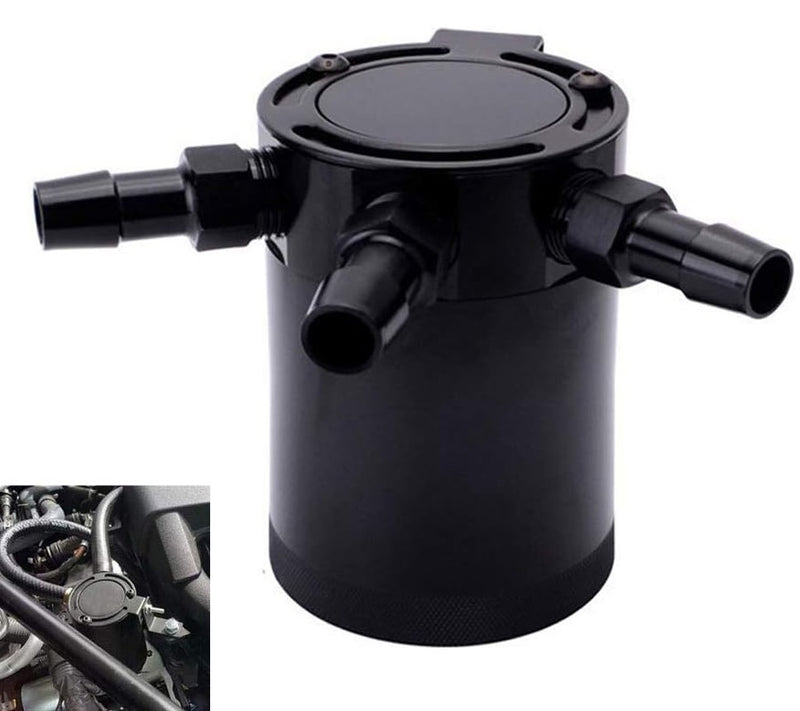 250ML 3-Port Oil Catch Can Tank Reservoir Baffled Air-Oil Separator