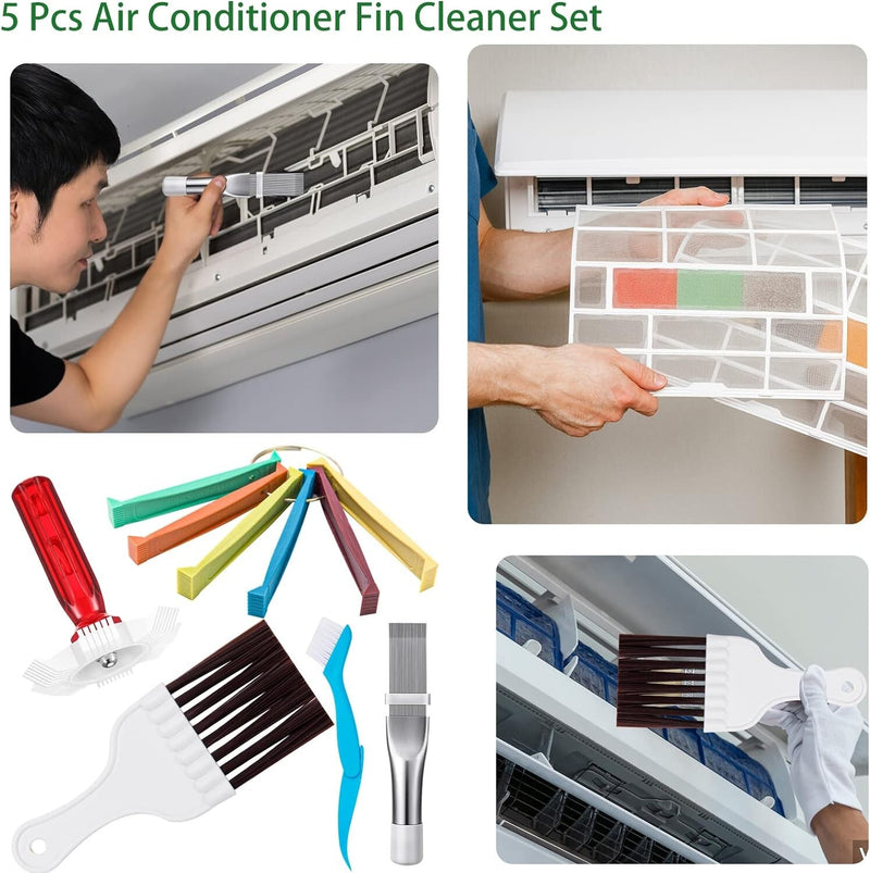 Air Conditioner Fin Cleaner Set Comb Condenser Straightener Cleaning Brush