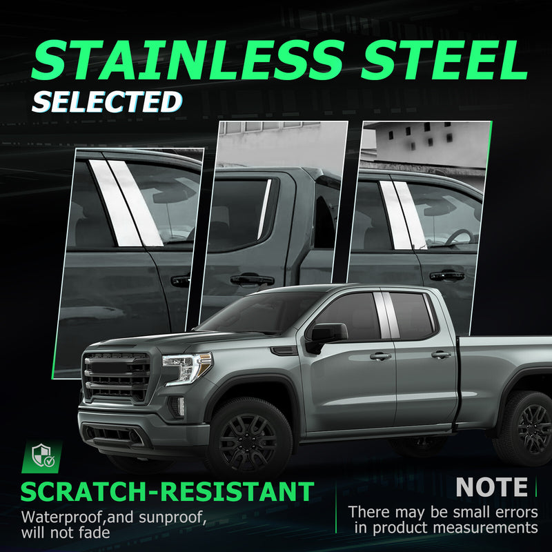 Stainless Steel Pillar Post Trim for Chevy Silverado Sierra for GMC 2019-2025
