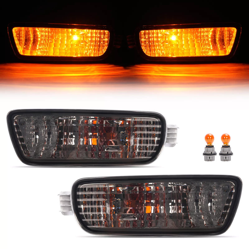 Front Bumper Smoked Turn Signal Lights Lamps for Toyota Tacoma 2001-2004 Pair