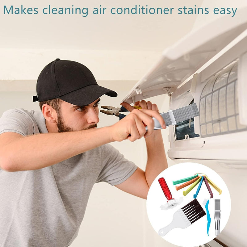 Air Conditioner Fin Cleaner Set Comb Condenser Straightener Cleaning Brush