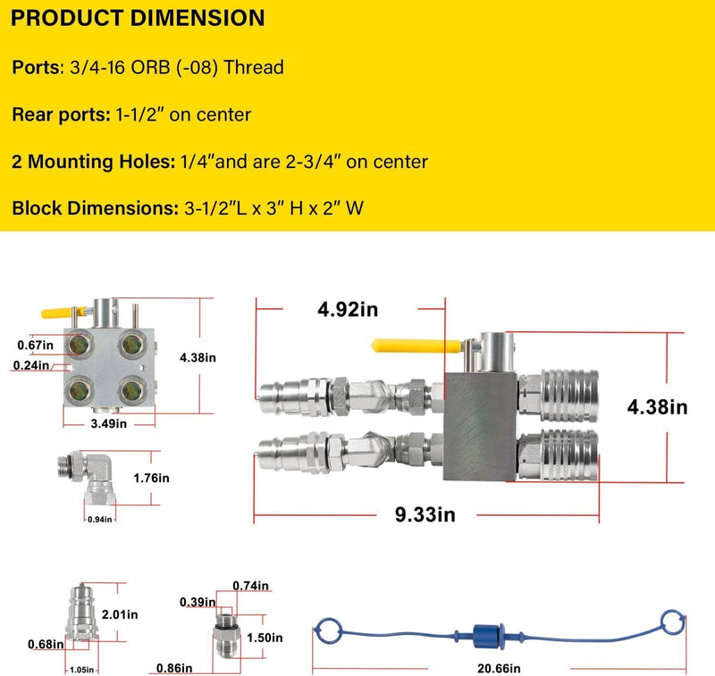 Manual Hydraulic Multiplier SCV Splitter Diverter Valve Couplers Ag Fitting