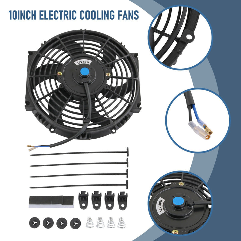 Universal 10" Slim Pull Push Racing Electric Radiator Engine Cooling Fan 2X