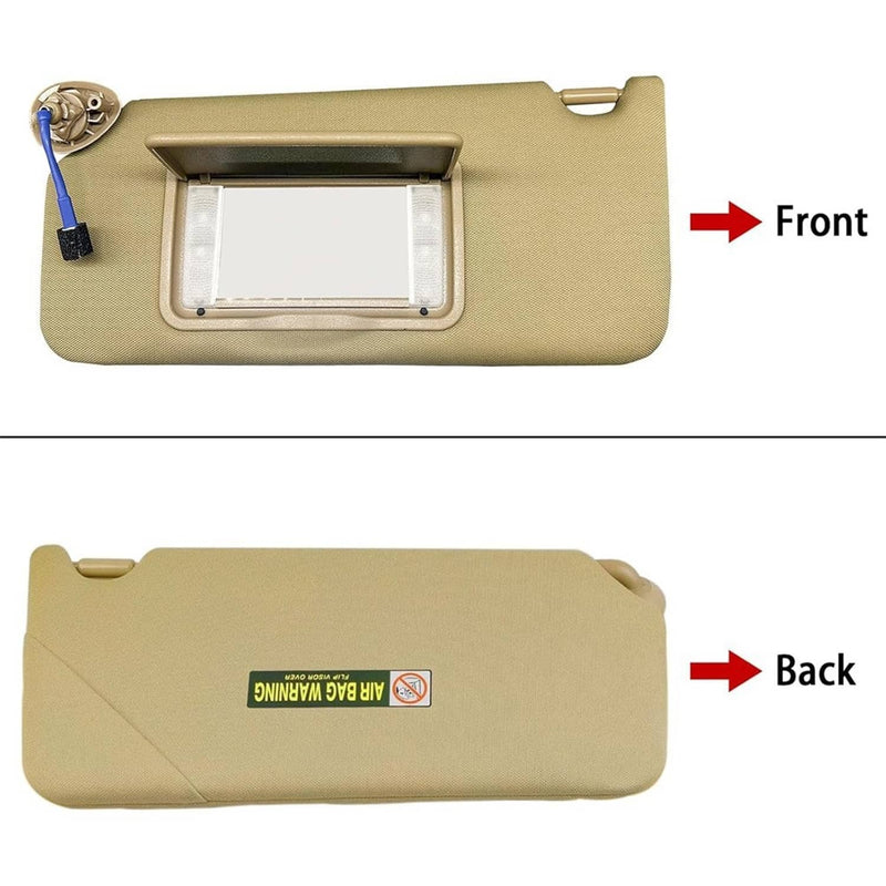 Left & Right Side Beige Sun Visor with Light & Mirror for Honda Accord 2008-2017