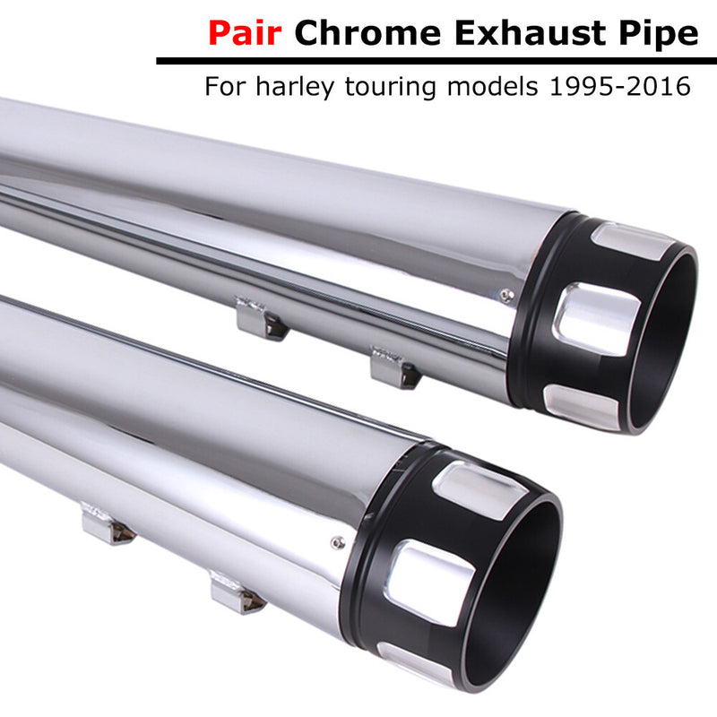 DNA 4" Chrome Megaphone Slip-Ons Mufflers Exhaust Pipes for Harley Touring 95-16