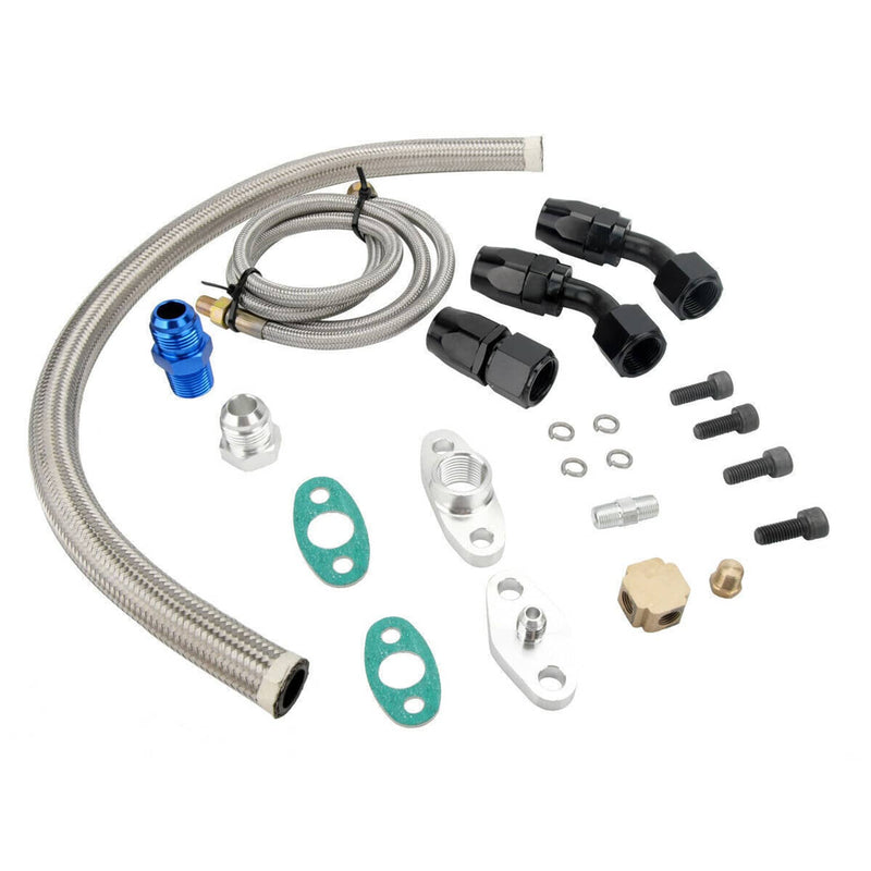Turbo Oil Drain Return Line Feed Kit for T3 T4 T70 T66 GT35 Turbocharger