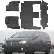 DURAFORCE Front Rear Floor Mats 3 Row Liners for Chrysler Town and Country 2008-2016