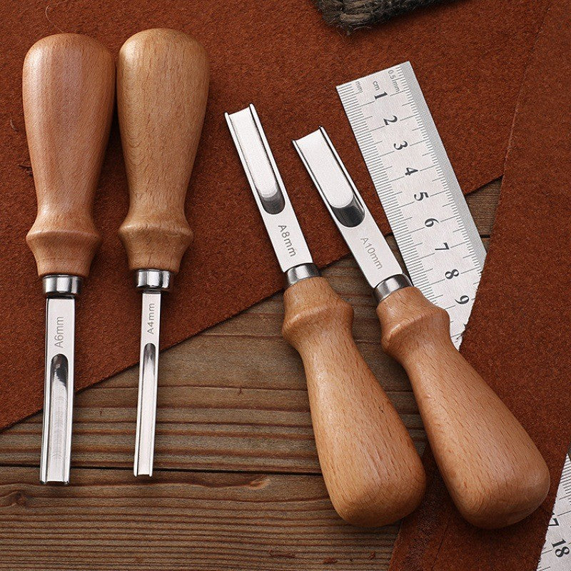 4 PCs Leather Edge Bevelers French Beveler Wide Mouth Skiving Knife Craft Tool