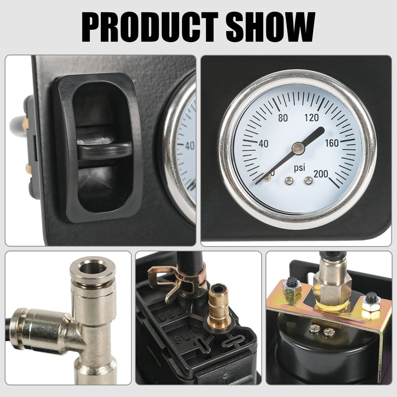 Single Air Gauge Control Kit for In-Cab Air Suspension System with Paddle Switch