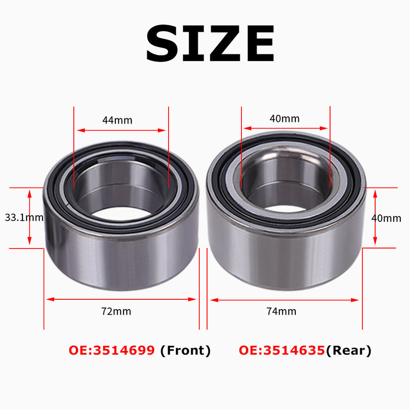 4Pcs Wheel Bearings 3514635 3514699 for Polaris RZR 800 S 800 Ranger 2010-2015
