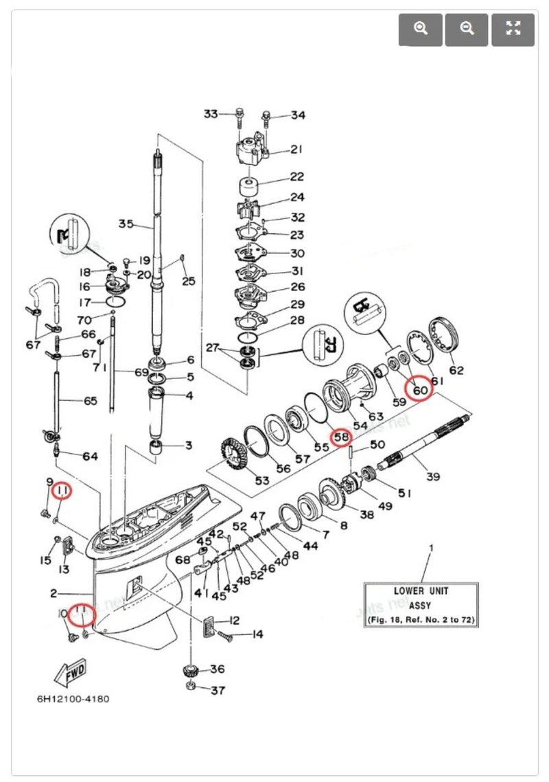 Propeller Shaft Seal Kit for Yamaha 2 Stroke 25 50 60 70 75 80 85 HP Outboard