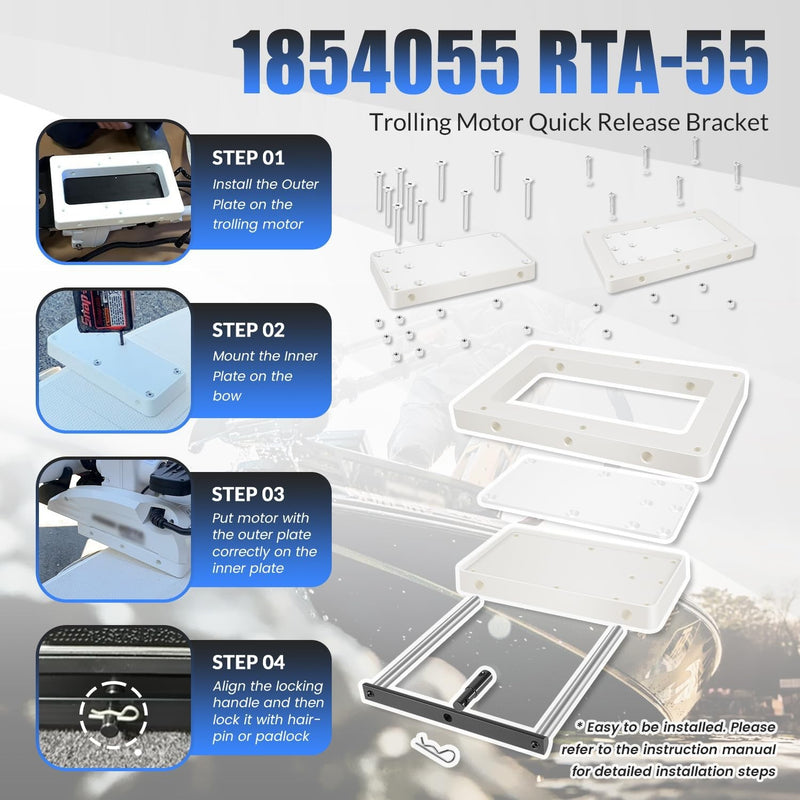 1854055 RTA-55 Quick Release Bracket for Minn Kota Quest Motors White