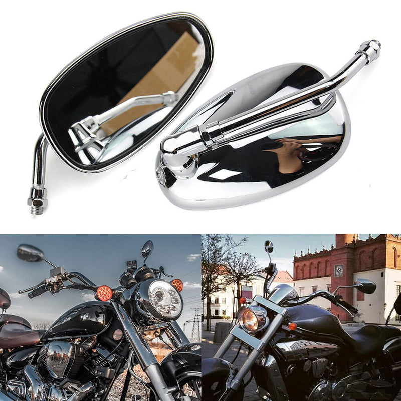 Rectangle Rear-View Mirrors for Honda VTX1300 VTX1800 Chrome 10mm