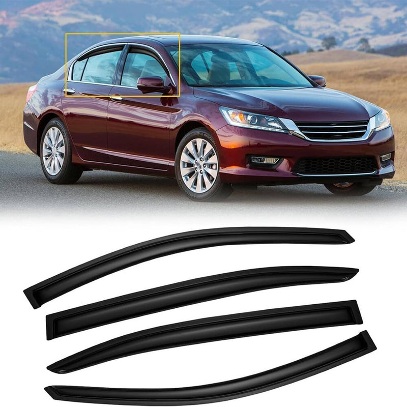 Window Visor Vent Rain Guards for 2013-2017 Honda Accord Sedan 4 Door Black