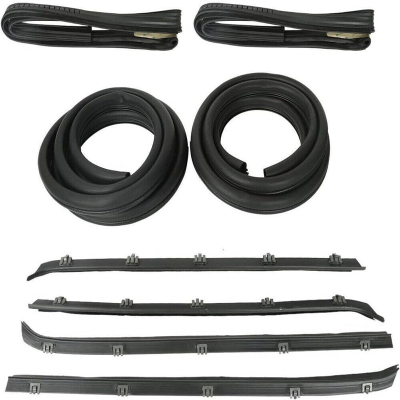 Front Door Window Run Sweep Felts Weatherstrip Seals Kit for Chevy GMC