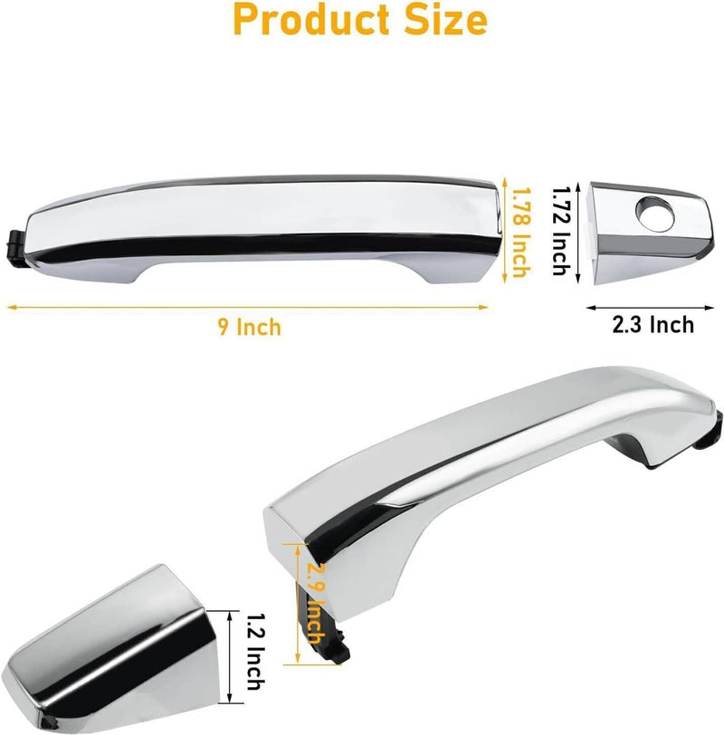 Exterior Door Handle Chrome Set of 4 for Chevrolet Silverado 1500 2014-2017