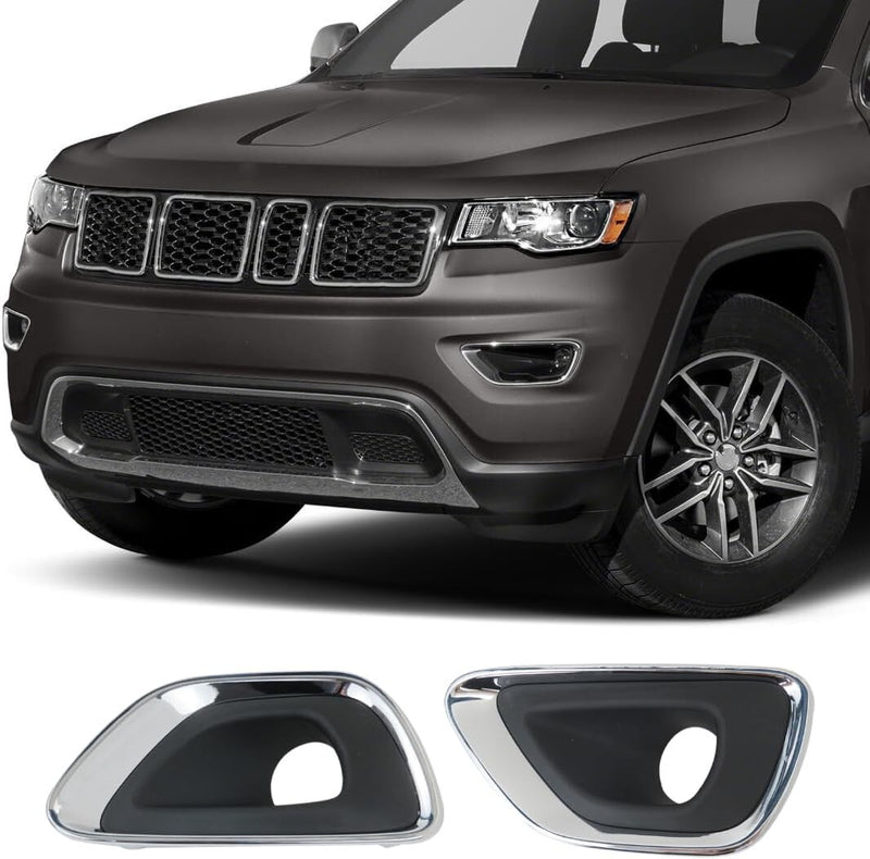 1 Pair Fog Light Lamp Bezel Bumper Trim Cover for Jeep Grand Cherokee 2014-16
