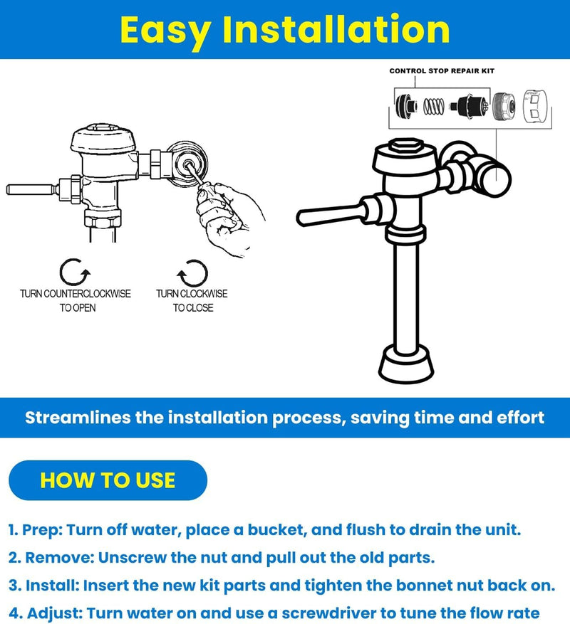 H-541-A 1" Control Stop Repair Kit for Sloan Flushometer H-700-A H-600-A