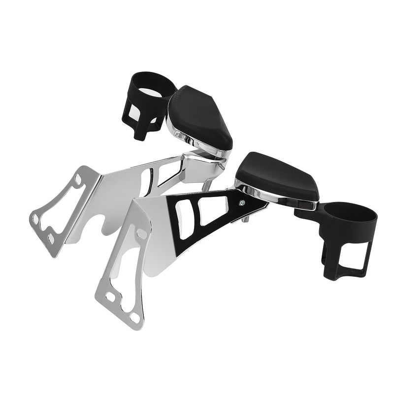 Tour Pak Touring Chrome Passenger Armrests Cup Holder Fit for Harley 1997-2013
