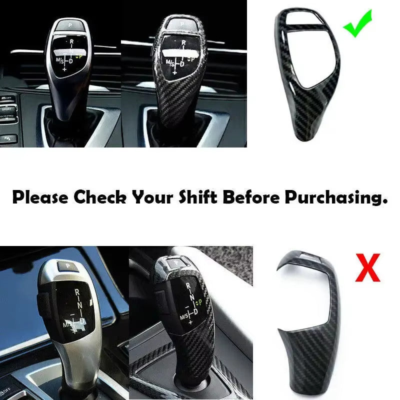 Gear Shift Knob Cover Trim Carbon Fiber for BMW F30 F34 F35 3-Series 2013-2018