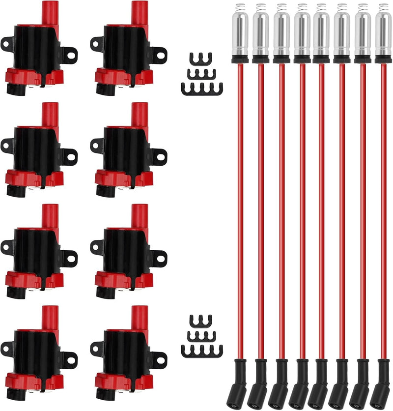 Round Ignition Coil Spark Plug Set for Chevy Silverado GMC LS1 LS3 4.8 5.3 6.0L