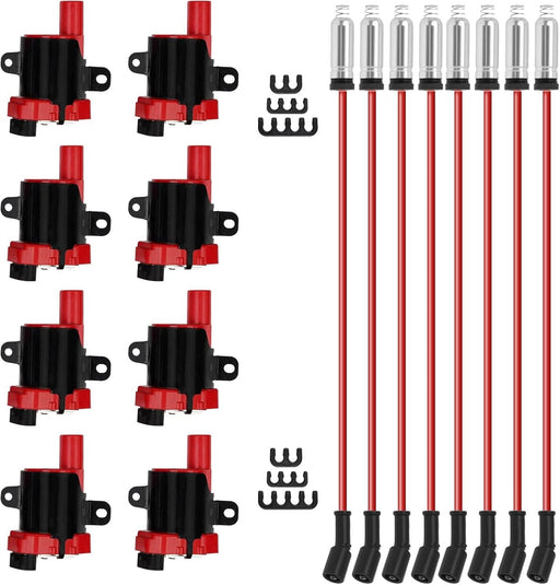 DURAFORCE Round Ignition Coil Spark Plug Set for Chevy Silverado GMC LS1 LS3 4.8 5.3 6.0L