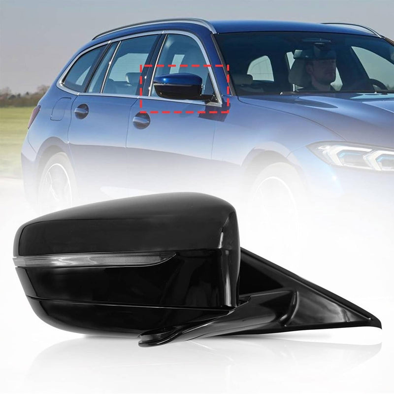 Passenger Right Mirror with Blind Spot for BMW 320i 330i 330e 2019-2023 Black