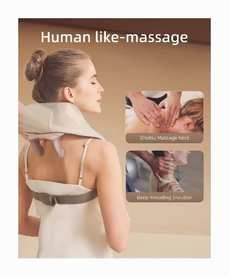 Cordless Neck Massager Heat 6D Shiatsu for Neck Shoulder Deep Tissue Back