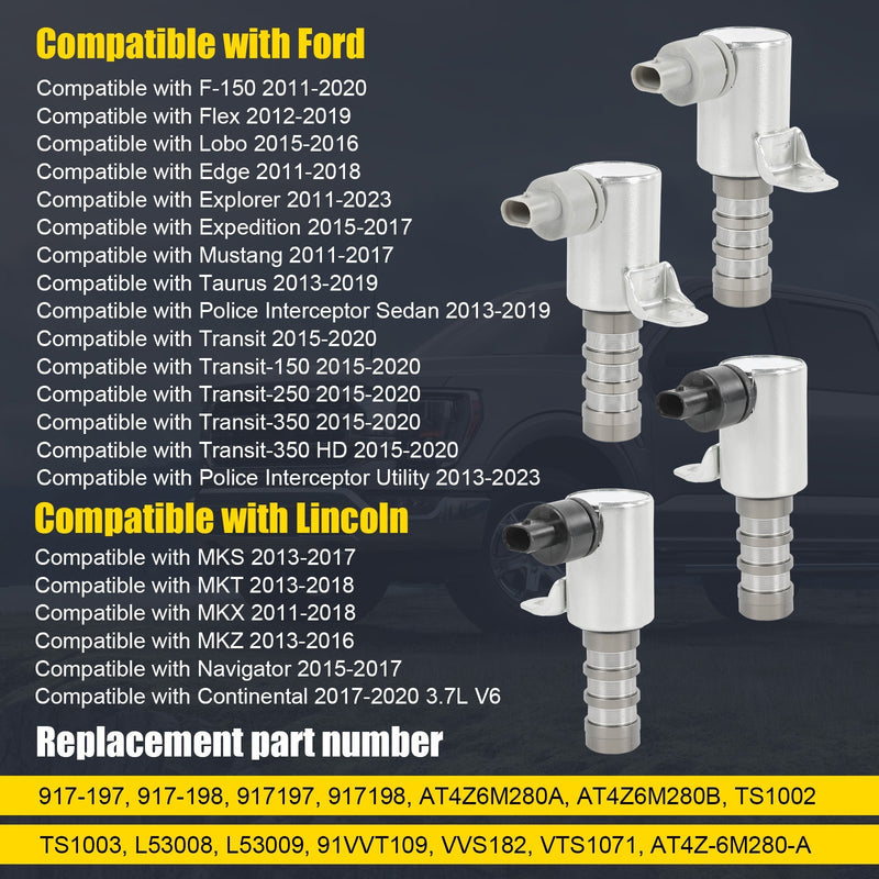 Variable Valve Timing Solenoid for Ford F-150 Explorer 3.5L 2011-2017 4 Pieces