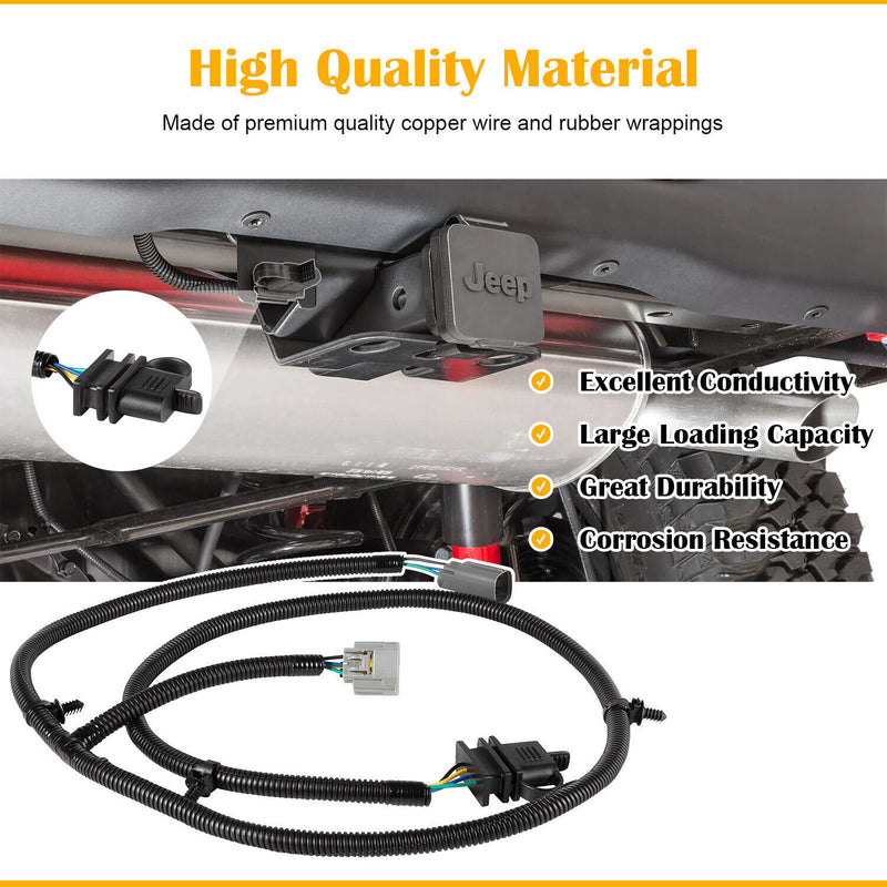 92015 Tow Hitch Trailer Wiring Harness for Jeep 07-18 Wrangler JK 70.5" 4-Way