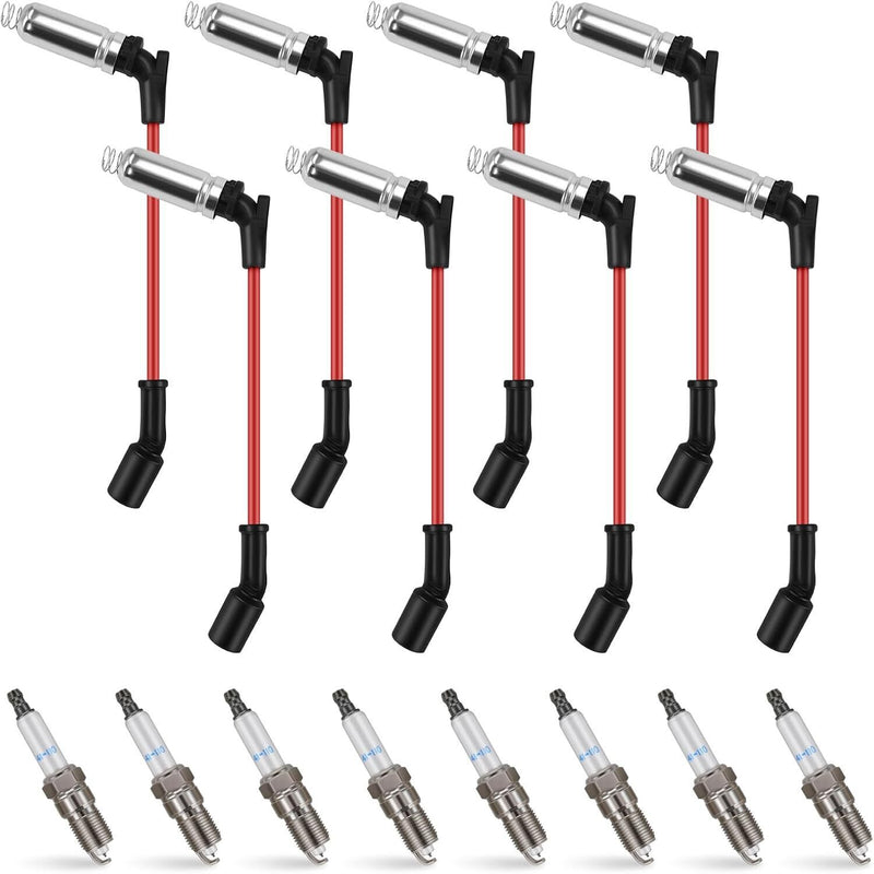 8mm Wireset + 8 Spark Plug 41-962 for Chevy Silverado GMC Sierra V8